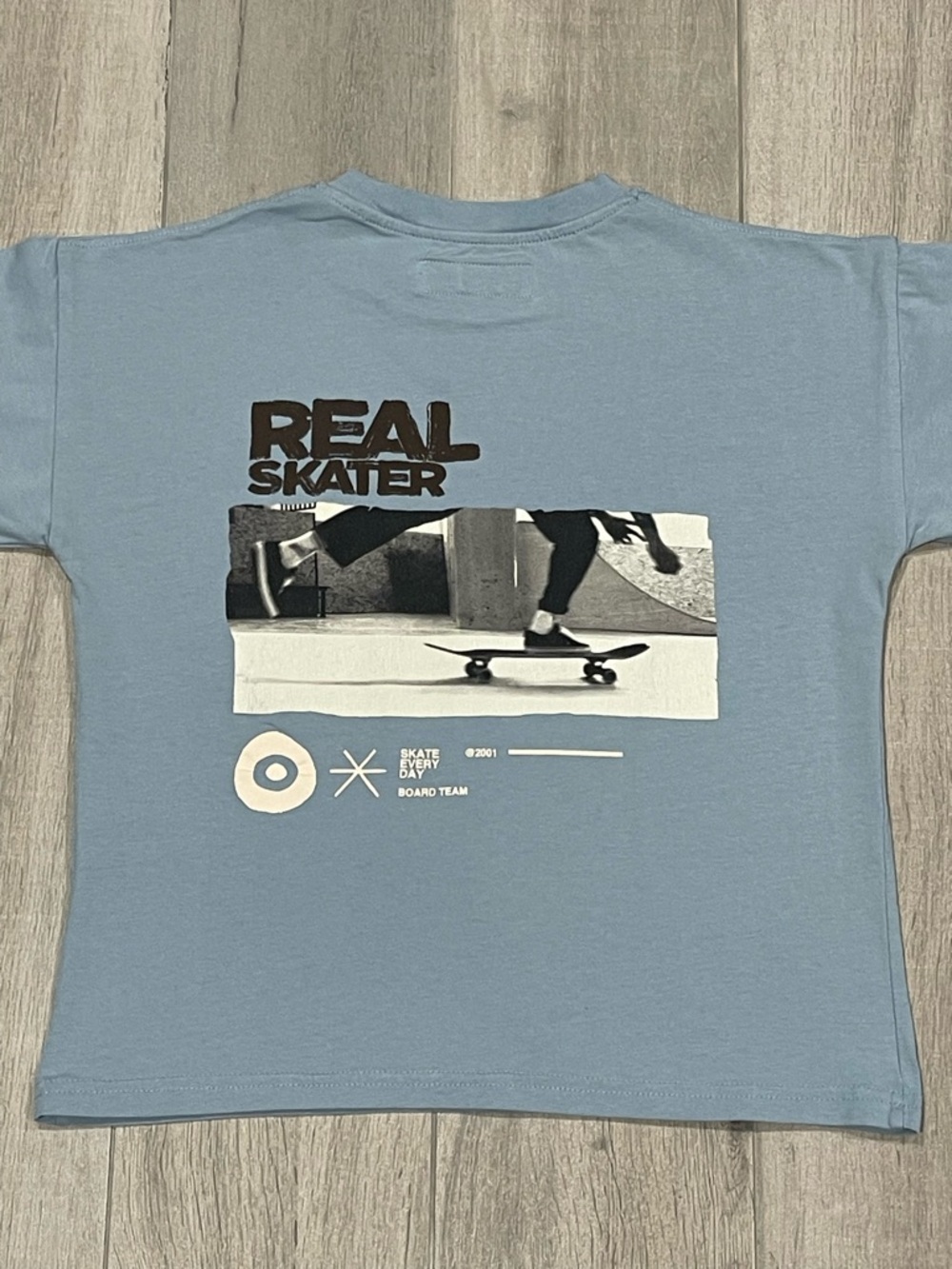 ZARA Boys Blue “Real Skater” Graphic T-Shirt Size 8–9